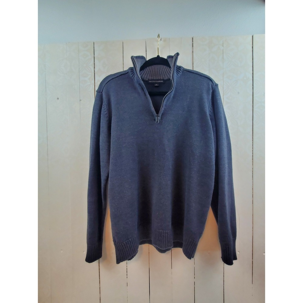 Tricots‎ St Raphael Sweater Mens Medium Gray Pullover Quarter Zip Knit N331